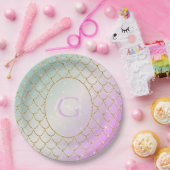 Die kleine Meerjungfrau. Goldene Waage auf rosa, t Pappteller (Party)