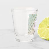 Die kleine Meerjungfrau. Goldene Waage auf rosa, t Schnapsglas (Links)