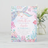 Die kleine Meerjungfrau unter dem Meer zum Geburts Einladung (Stehend Vorderseite)