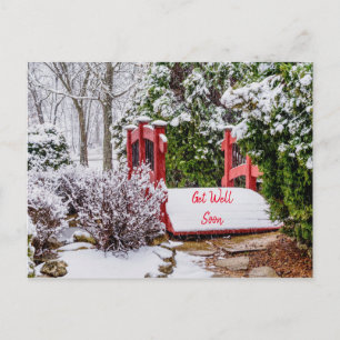 Die kleine rote Brücke Gute Besserung Postkarte