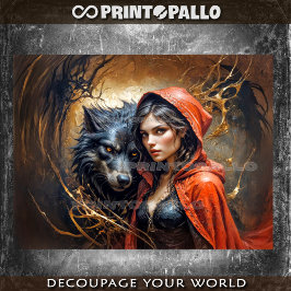 Die kleine rote Motorhaube Liebe den Wolf! Seidenpapier