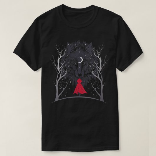 Die kleine rote Reithose der Frauen und der Wolf i T-Shirt (Design vorne)