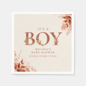 Die kleine, rustikale Blumenzettel Herbstdusche Serviette (Vorderseite)