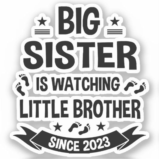Die kleine Schwester kümmert sich um den großen Br Aufkleber (Vorderseite)