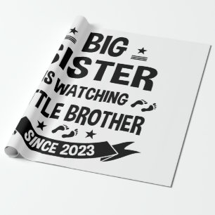 Die kleine Schwester kümmert sich um den großen Br Geschenkpapier