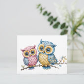 Die kleine und die große Eule - freigestellt Postkarte (Stehend Vorderseite)