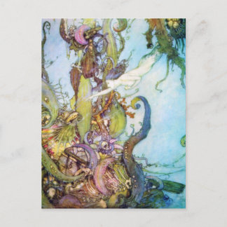 Die kleine Vintage Kunstpostkarte der Meerjungfrau Postkarte