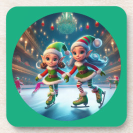 Die kleinen Helfer des Weihnachtsmanns sind innen  Getränkeuntersetzer