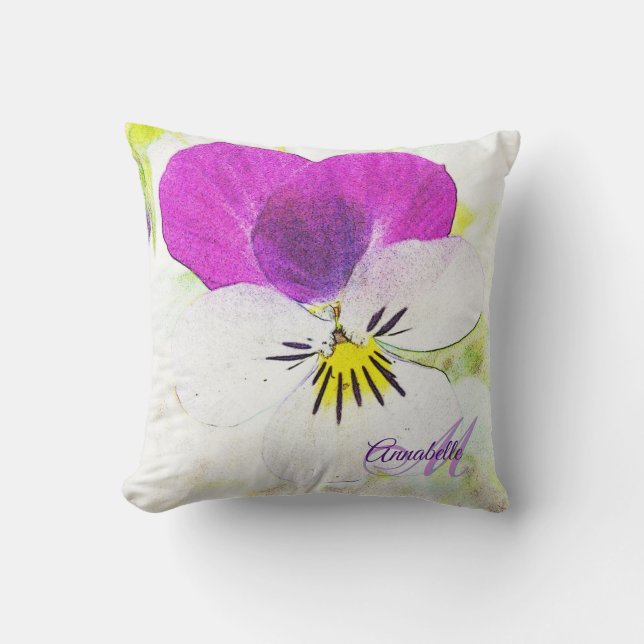 Die kleinste Blume - Viola Monogram Kissen (Vorderseite)