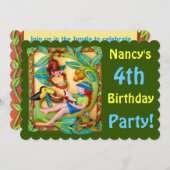 Die Klingel-Safari-Party des Mädchens Einladung (Vorne/Hinten)