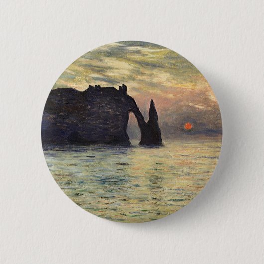 Die Klippe Etretat, Sonnenuntergang von Claude Mon Button (Vorderseite)
