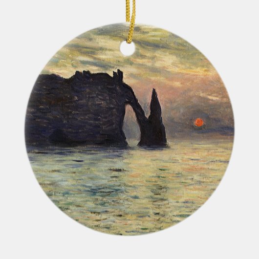 Die Klippe Etretat, Sonnenuntergang von Claude Mon Keramikornament (Vorne)
