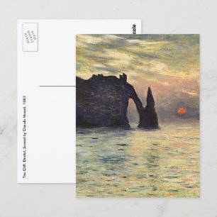 Die Klippe Etretat, Sonnenuntergang von Claude Mon Postkarte
