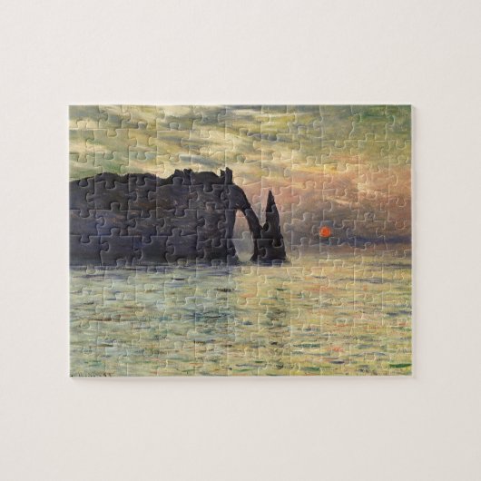Die Klippe Etretat, Sonnenuntergang von Claude Mon Puzzle (Horizontal)