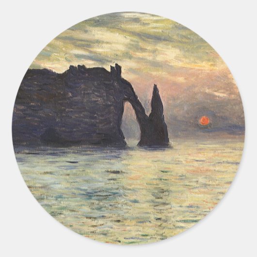 Die Klippe Etretat, Sonnenuntergang von Claude Mon Runder Aufkleber (Vorderseite)