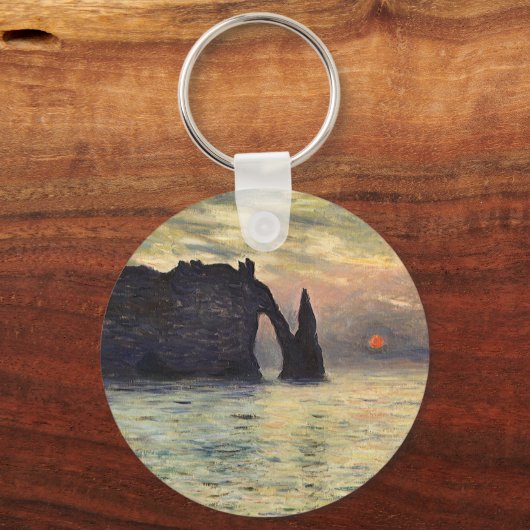 Die Klippe Etretat, Sonnenuntergang von Claude Mon Schlüsselanhänger (Rückseite)