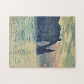 Die Klippe Etretat Sonnenuntergang von Claude Mone Puzzle (Horizontal)