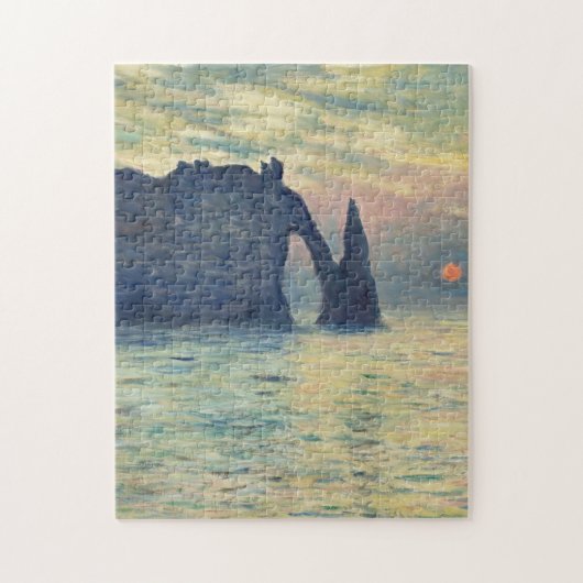 Die Klippe Etretat Sonnenuntergang von Claude Mone Puzzle (Vertikal)