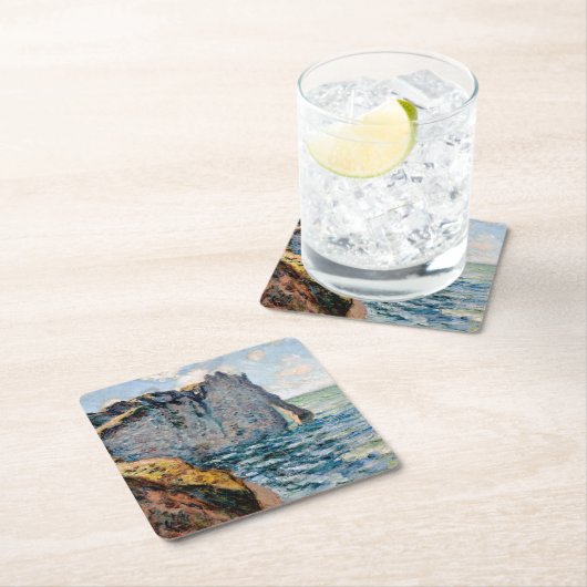 Die Klippe vom Aval, Monet Rechteckiger Pappuntersetzer (Vor Ort)