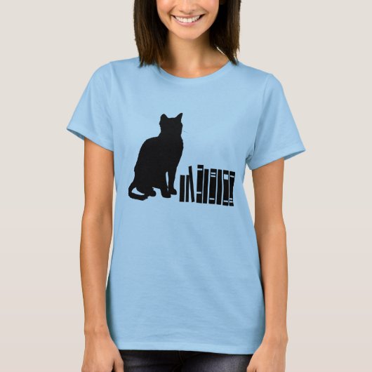 Die kluge Katze - Katzen und Bücher T-Shirt (Vorderseite)