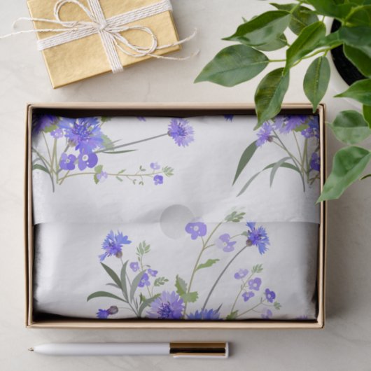 Die Knopf-Blumenseidenpapier des blauen Seidenpapier (Geschenk)