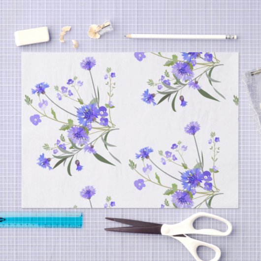 Die Knopf-Blumenseidenpapier des blauen Seidenpapier (Handwerk)