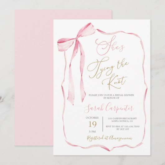 Die Knot-Bridal-Dusche binden Einladung (Vorne/Hinten)