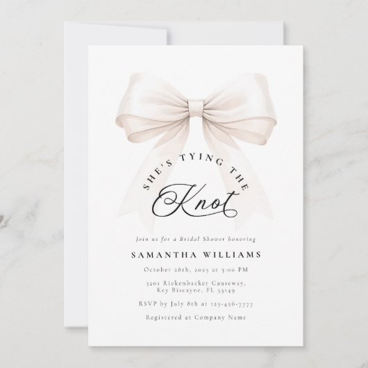 Die Knot-Elfenbein-Brautdusche binden Einladung (Vorderseite)