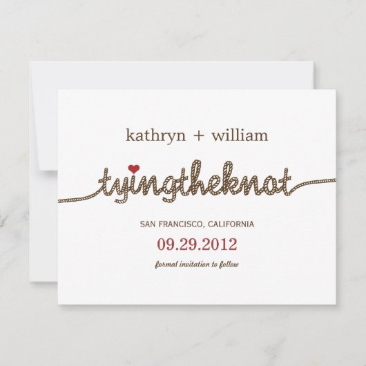 Die Knoten Binden Moderne Save The Date Ankündigun (Vorderseite)