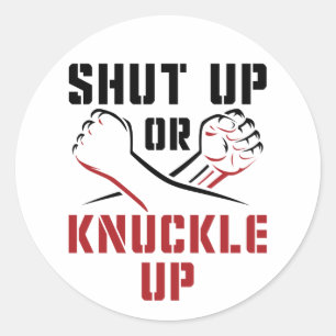 Die Knuckle-Boxbox muss aufgeschlossen oder geknac Runder Aufkleber