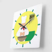 Die Kochs-Küchen-Uhr - Quadrat Quadratische Wanduhr (Winkel)