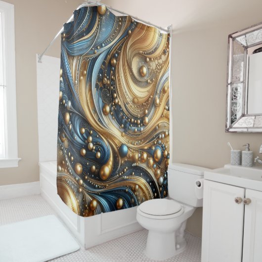 Die Kombination aus Blau und Gold in abstrakten We Duschvorhang (Beispiel)