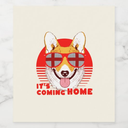 Die kommende Zuhause Corgi Weinetikett (Einzelnes Label)