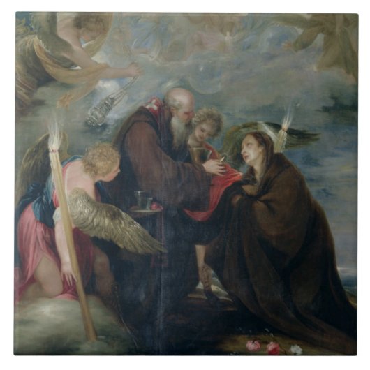 Die Kommunion von St.-Rose von Viterbo (die Fliese (Vorderseite)