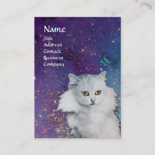 DIE KÖNIGIN DER WEISSEN KATZEN, MONOGRAM Blaues Pe Visitenkarte