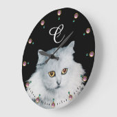 DIE KÖNIGIN DER WEISSEN KATZEN-MONOGRAMM, rosa Mau Große Wanduhr (Winkel)