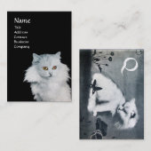 DIE KÖNIGIN DER WEISSEN KATZEN, Perlpapier MONOGRA Visitenkarte (Vorne/Hinten)