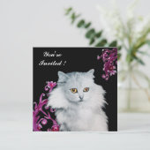 DIE KÖNIGIN DER WEISSEN KATZEN, Rot, Schwarz Einladung (Stehend Vorderseite)