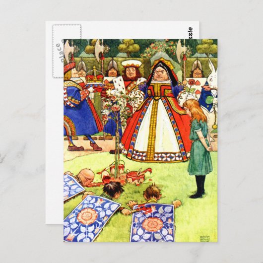 Die Königin des Herzens und der Alice im Wunderlan Postkarte (Vorne/Hinten)