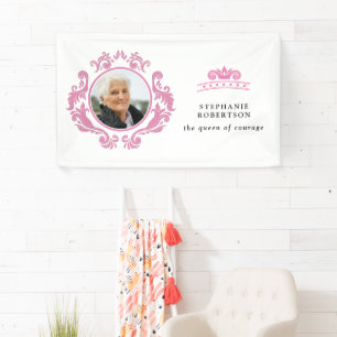 Die Königin des Mutes Brustkrebs Rosa Foto Name Banner