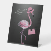 Die Königin hat den klassischen Chic Pink Flamingo Sockelschild (Vorderseite)