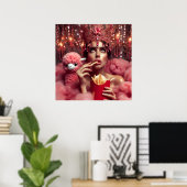 Die Königin in Krone mit Pommes frites und Alpaka Poster (Heimbüro)