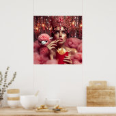 Die Königin in Krone mit Pommes frites und Alpaka Poster (Küche)