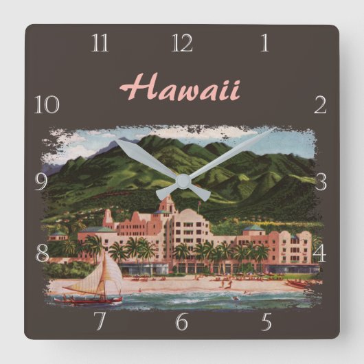 Die königliche hawaiische Hotel-Gewohnheit Quadratische Wanduhr (Vorderseite)