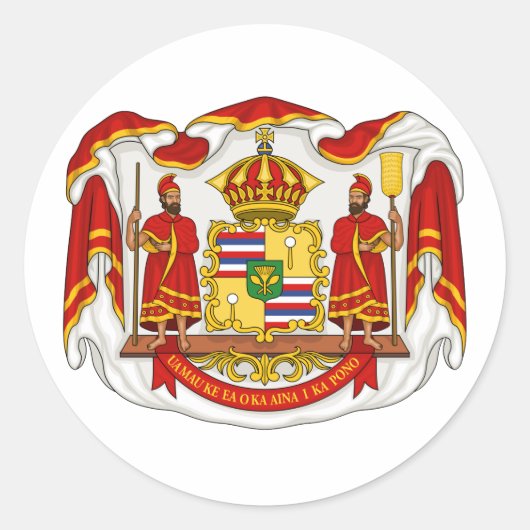 Die königliche Wappen des Königreichs Hawaii Runder Aufkleber (Vorderseite)