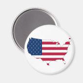 Die Kontur USA mit Flaggen gefüllt Magnet (Vorderseite/Rückseite)