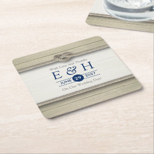 Die Kopplung der bekannten rustikalen Hochzeit Rechteckiger Pappuntersetzer