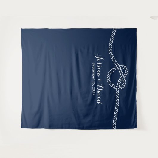 Die Kopplung der knot Navy Blue Summer Wedding Bac Wandteppich (Vorderseite (Horizontal))