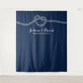 Die Kopplung der knot Navy Blue Summer Wedding Bac Wandteppich (Vorderseite)