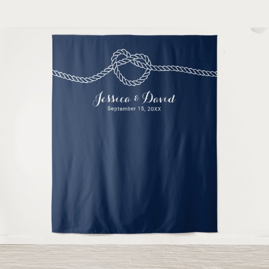 Die Kopplung der knot Navy Blue Summer Wedding Bac Wandteppich (Vorderseite)